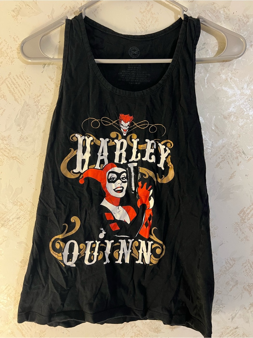 DC Comics Harley Quinn Black Graphic Tank Top Character Design